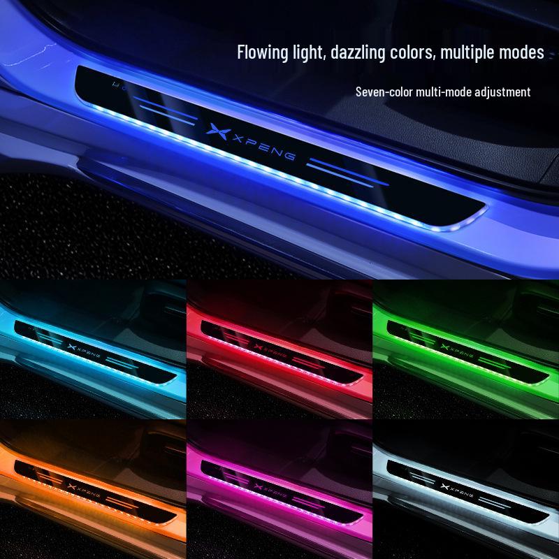 XPeng Car Luminous Door Sill Light - No Wiring Needed, Colorful LED Ambient Welcome Lights