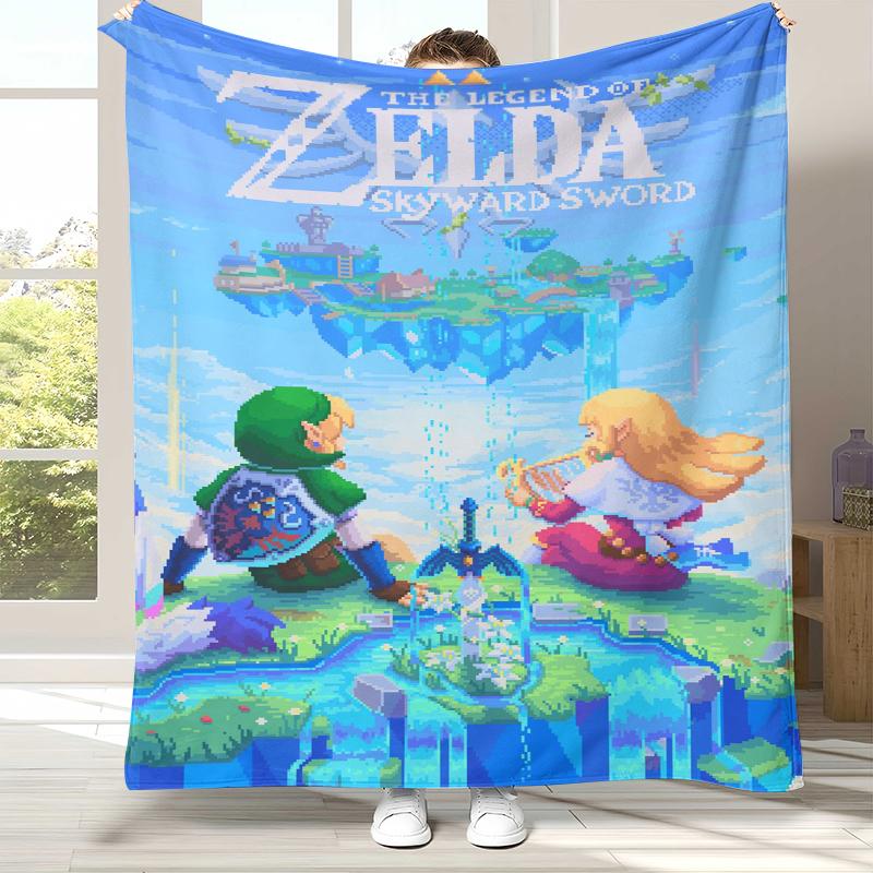 Retro Z-Zelda Cartoon Link Games Flannel Blanket,Ultra Soft Warm Plush Throw for Home Bedroom Bed Sofa Cover Camping Picnic Kid