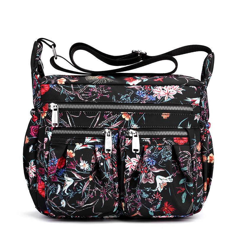 2025 New Printed Nylon Shoulder Bag Multi-pocket Large-capacity Lightweight Waterproof Crossbody Bag and Multi-layered Middle-aged Mother Bag