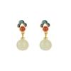 Tichiya High-End 925 Sterling Silver Earrings: Chinese Style Design with Natural White Jade
