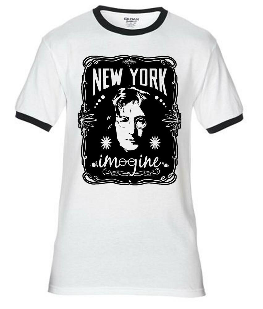 John Lennon  Vintage Ringer Tee New York City Imagine The Beatles Unisex T-Shirt XL