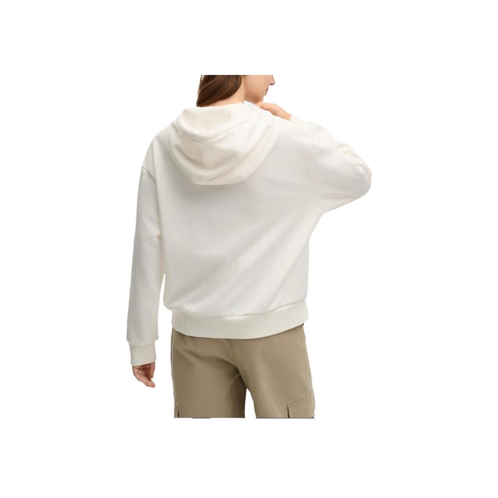 Fila Classic Versatile Fleece Hooded Sweatshirt Women Tops Cloud-Mushroom-White F11W519218FWT