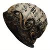 Vintage Inspired Musical Notes Beanie Hat Soft Stretchy Knit Fashionable Cold Cap
