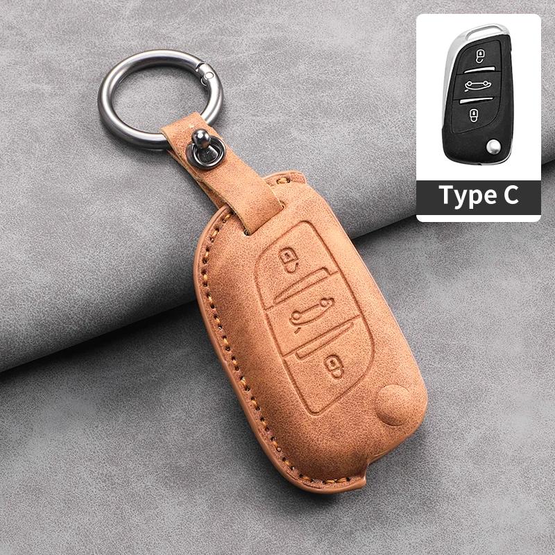 Leather Car Flip Key Case Cover for Peugeot 208 308 408 508 2008 3008 4008 5008 306 407 807 for Citroen C1 C3 C4 CACTUS C6 C8