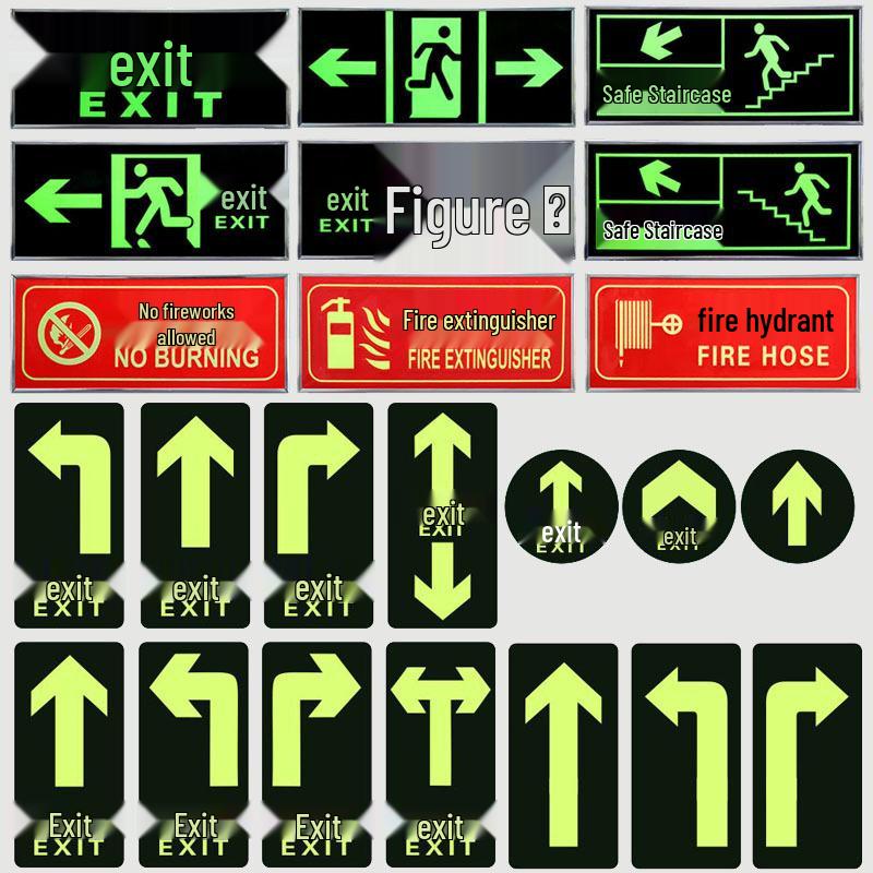 Glow-in-the-Dark Fire Exit Safety Sticker - No Electricity Needed for Stairwell Evacuation