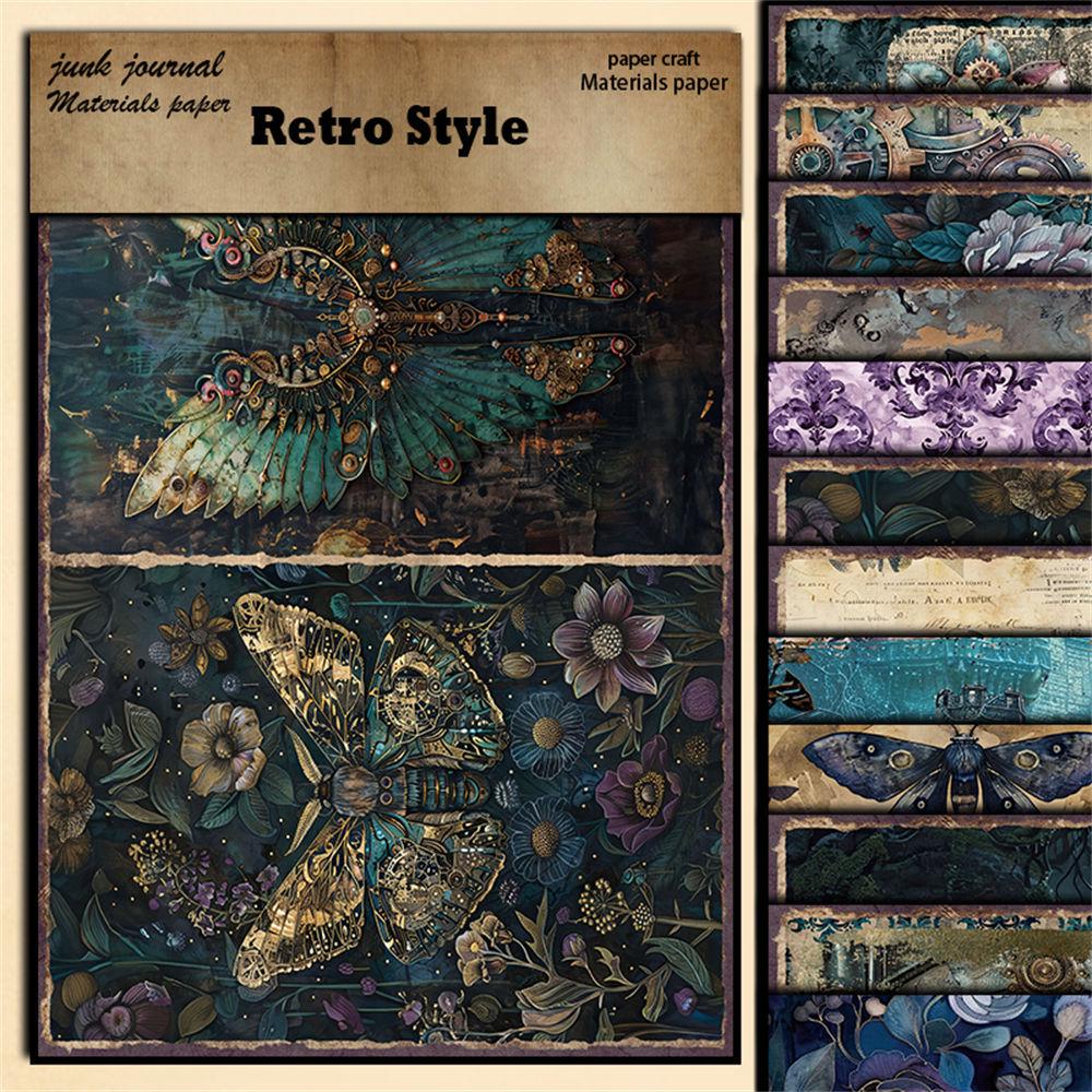 Retro Shadow Sheets Dark 12 Castle Journal Collage Paper Stickers European American Diy Material