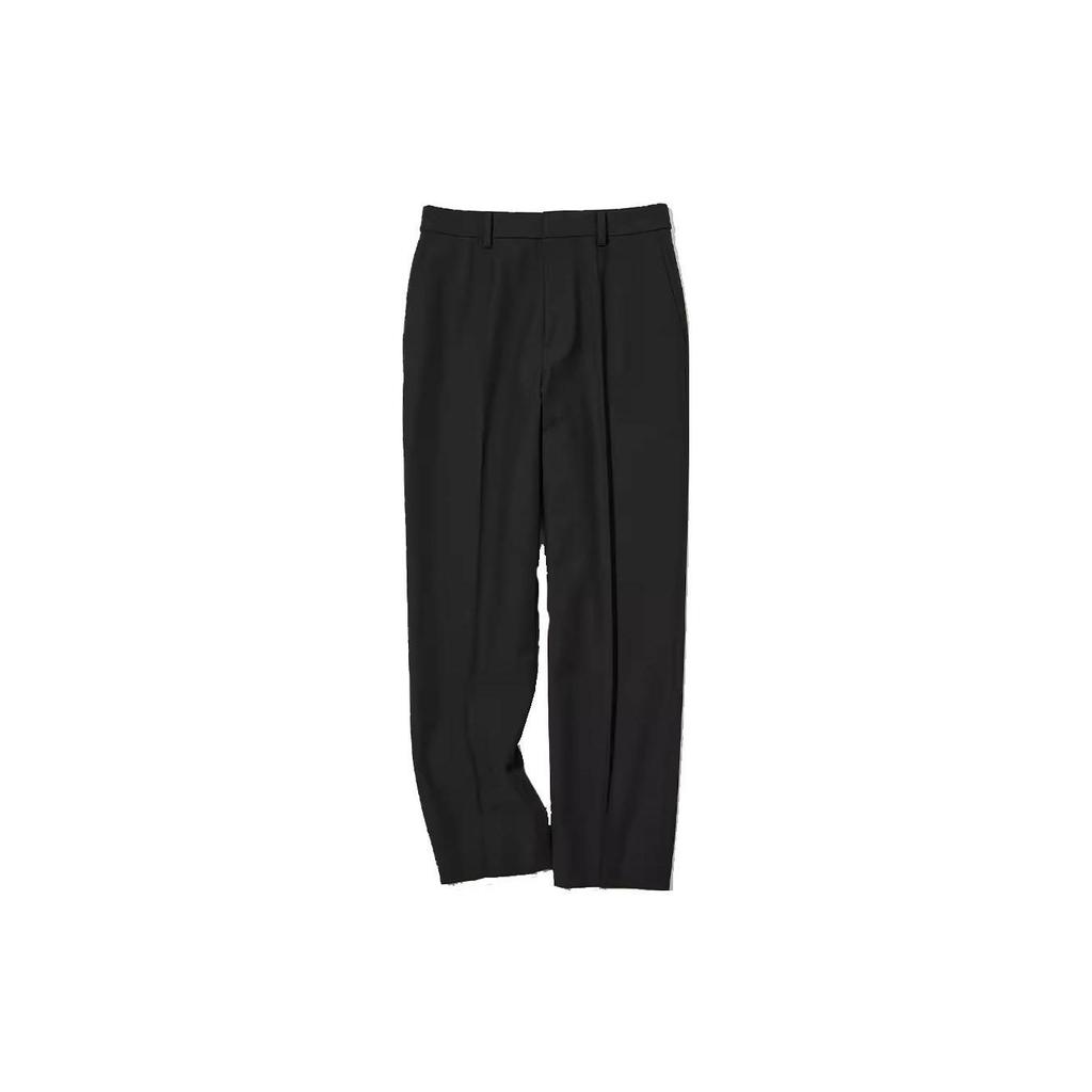 UNIQLO Solid Color Stretch Loose Straight Leg Suit Pants Women bottoms Black 450606-09