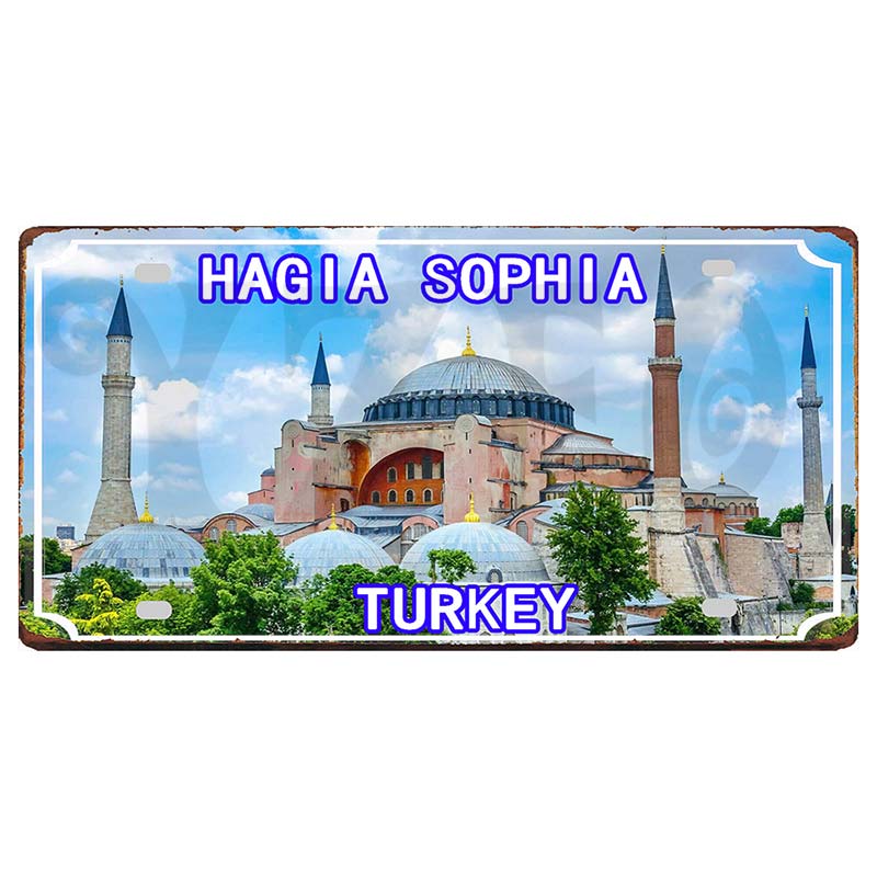 YZFQ Istanbul Turecko Cestování Město Kovový Značka Plakátová Deska Pro Zeď Restaurace Bar Řemesla Domácí Dekorace 30X15CM DC-1612A