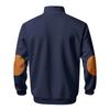 Men's Fleece Lined Color Block Zip Up Stand Collar Sweatshirt.