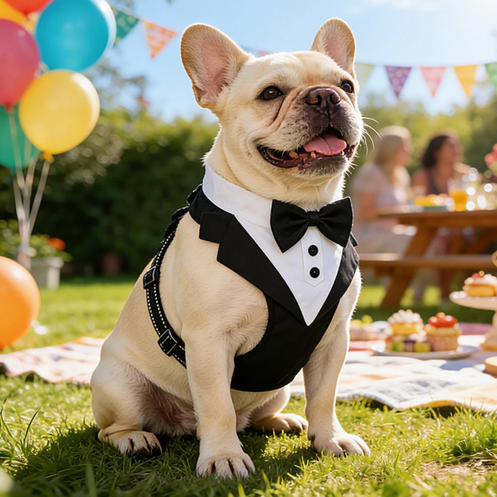 Ślubna Francuska Buldog Pet Gentleman Sukienka dla Małych Średnich Psów Impreza Urodzinowa Szczeniak Kostiumy dla Psów Ubranka dla Zwierząt z Szelkami