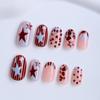 24pcs French False Nails with Star Prints Design Retro Polka Dot Press On Nails for Women Daily Wear