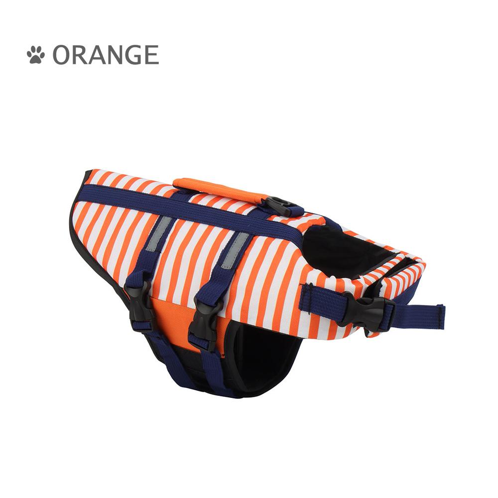 

Blue/Red/Orange Striped Pet Swimsuit Dog Swim Life Jacket Summer Reflective Vest Pet Clothes For Small Medium Big Dog XS chest 35-45cm оранжевый