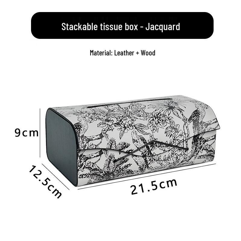 Miflame Vintage Jacquard Saddle Leather & Pewter Tissue Box