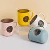 Dual-Layer Color-Block Toothbrush Cup with Handle - Durable, Cute Couple's Bathroom Cup