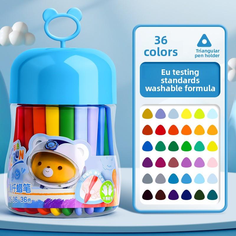 48 Colors Triangular Oil Pastels Smudge-Free Ergonomic Easy-Grip Break-Resistant Kid-Safe for Art Learning Creative Development