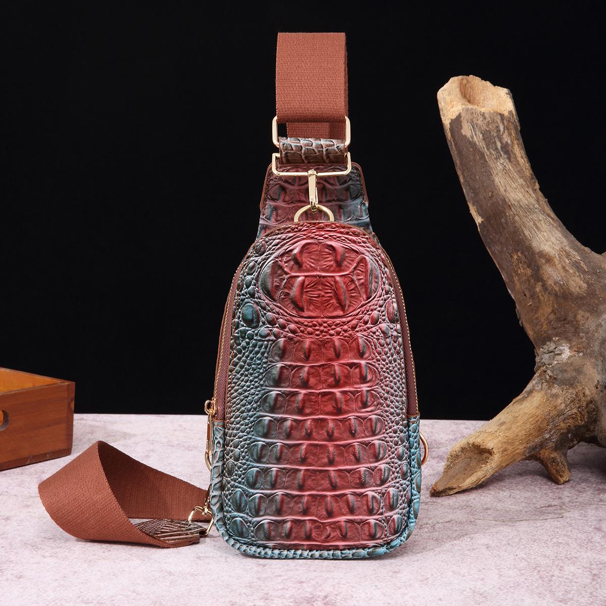 

Ретро-модная женская нагрудная сумка с широким плечевым ремнем, поясная сумка, сумка через плечо с узором крокодила