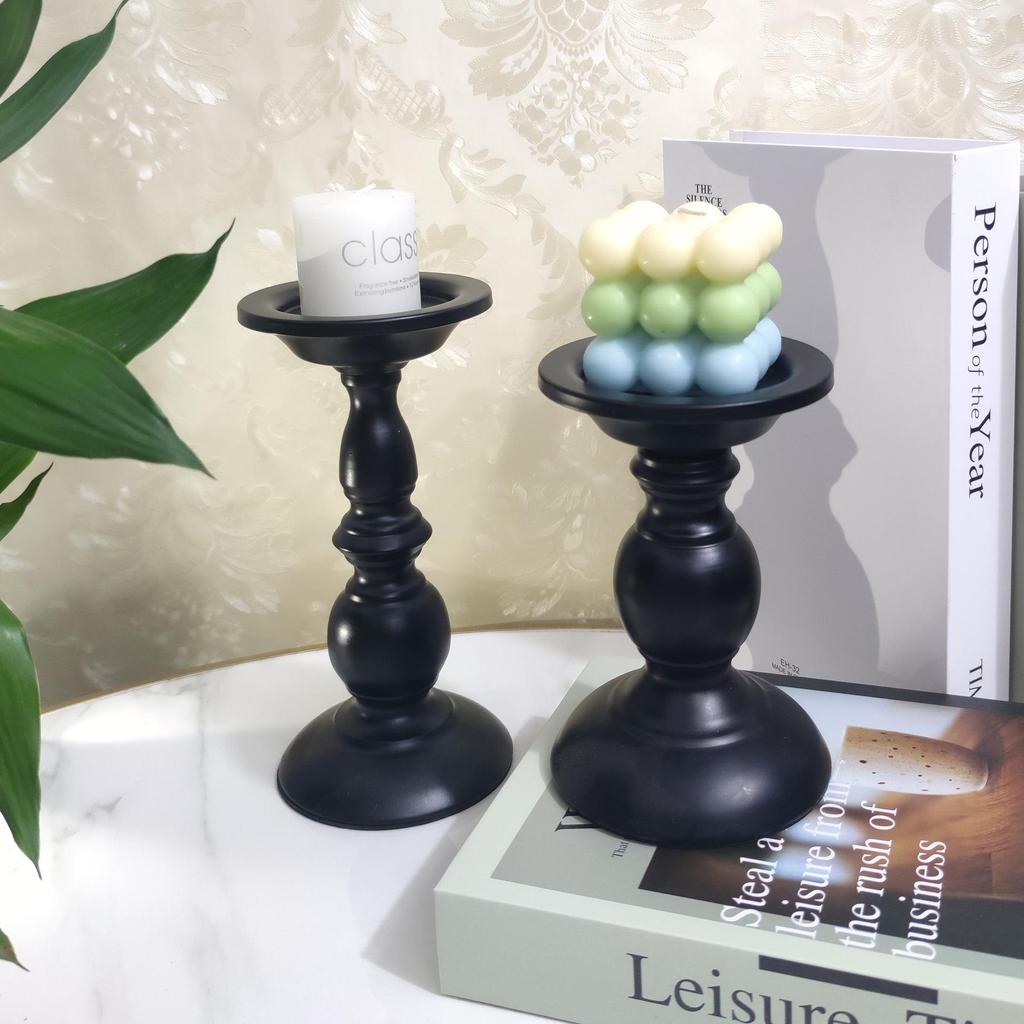 Nordic Two-Tone Gold & Black Metal Candlestick - Luxury Minimalist Scented Candle Holder for Home & Wedding Decor