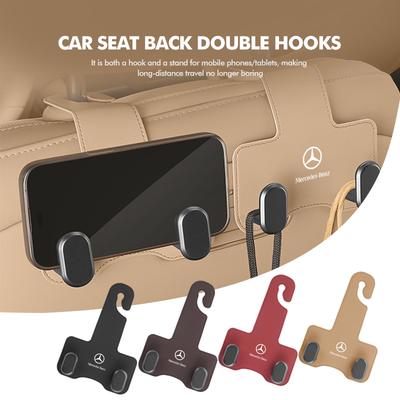 Q1984Car Rear Seat Double Head Storage Hook Headrest Hanger Clip For Mercedes Benz AMG A C E S G Class W201 W210 W108 W204 W205 W203