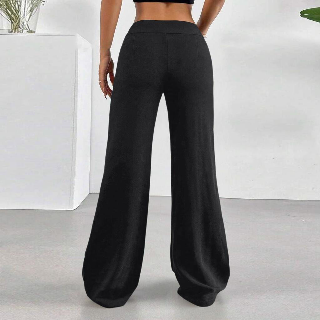 Women's Fashionable, Casual, Versatile High-waisted Loose Elastic Slightly Flared Wide-leg Trousers