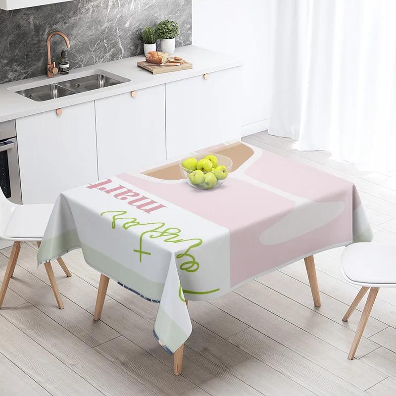 Abstract Art Food Illustration Tablecloth Oil-proof Tablecloth Waterproof Picnic Fabric Nordic Home Decoration