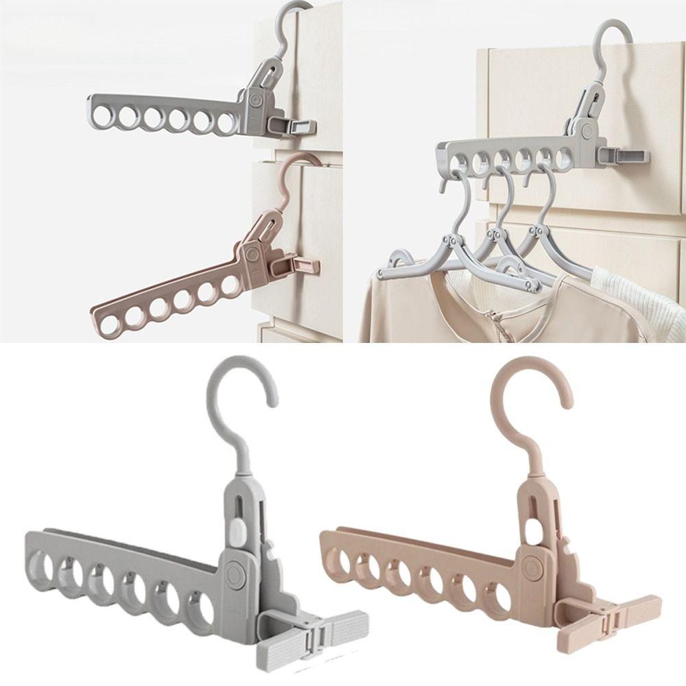 New 6 Hole Clothes Hanger Plastic Space Saving Clothing Organizer Lightweight Foldable Jacket Drying Rack for Outdoor Travel
