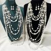 Stylish Simulated Pearls Chain Necklace and Earrings Set Women Elegant Jewelry Set Drop Earrings Perfect for Parties