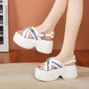 Fashion New Summer Women Chunky Sandals Leather High Platform Trainers Breathable Casual Slippers Shoes Woman 7.5CM Heels Wedge Sneakers