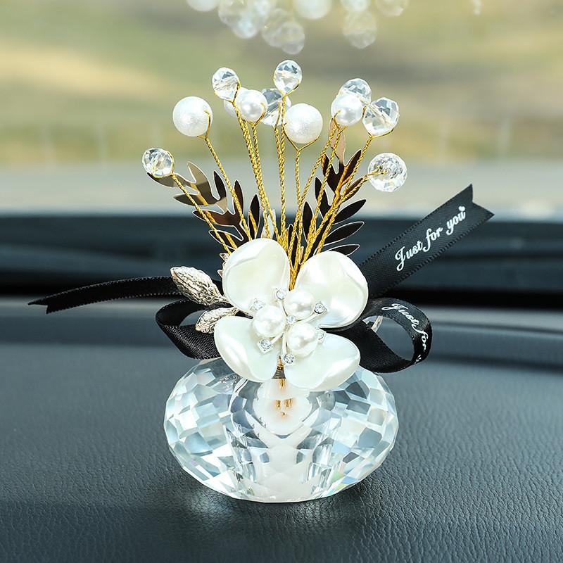 

Crystal Glass Car Decor With Ribbon Lucky Fruit For Vehicle Interior Enhancement