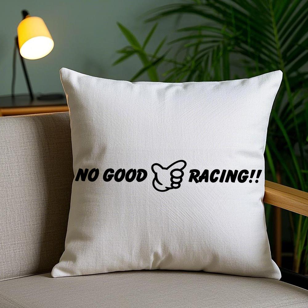 No Good Racing Cushion Cover Plush Fabric Soft Double-Sided Printed Invisible Zipper Sofa Pillow Case Home Decor