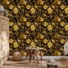 Golden Hibiscus Ochre Wallpaper, Soft Forms for Living Room and Bedroom 50x1000