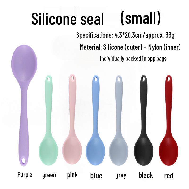 Silicone Cooking Utensil Set: Oil Brush, Scraper, Basting Brush, Ladle, Spatula, Tongs, Cream Spatula (Mini Set, One-Piece Design)
