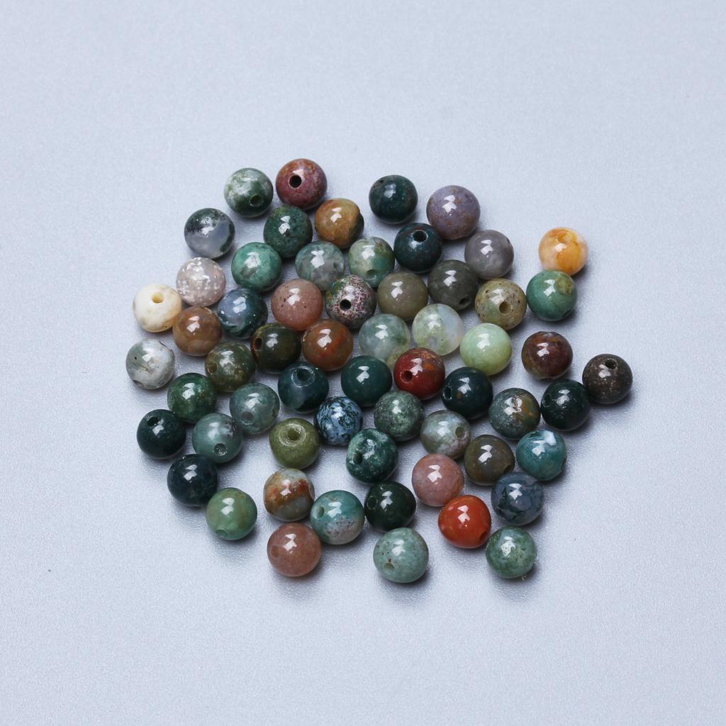 About 15/20/30/40/50/60Pcs 4/6/8/10/12mm High Quantity Loose Spacer Beads Indian Agate Natural Stone Round Beads For DIY Pendants Necklace Bracelets