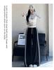 Southeast Asia Exclusive: Women's Retro Color Block Patchwork Sweatpants, Loose Wide-Leg, Lazy Style for Spring & Autumn