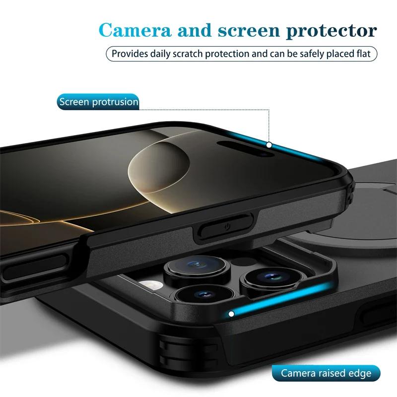 Objektivschutz Handyhülle für iPhone 16 15 14 13 Pro Max 14Plus 15Plus 16Plus 16e 16 15 14 Pro 17 Magnetischer Ständer Abdeckung