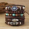 TEMU New 12-piece Set of Coconut Shell Wood Beads Beaded Elastic Line Men's Bracelet Bracelet Bracelet