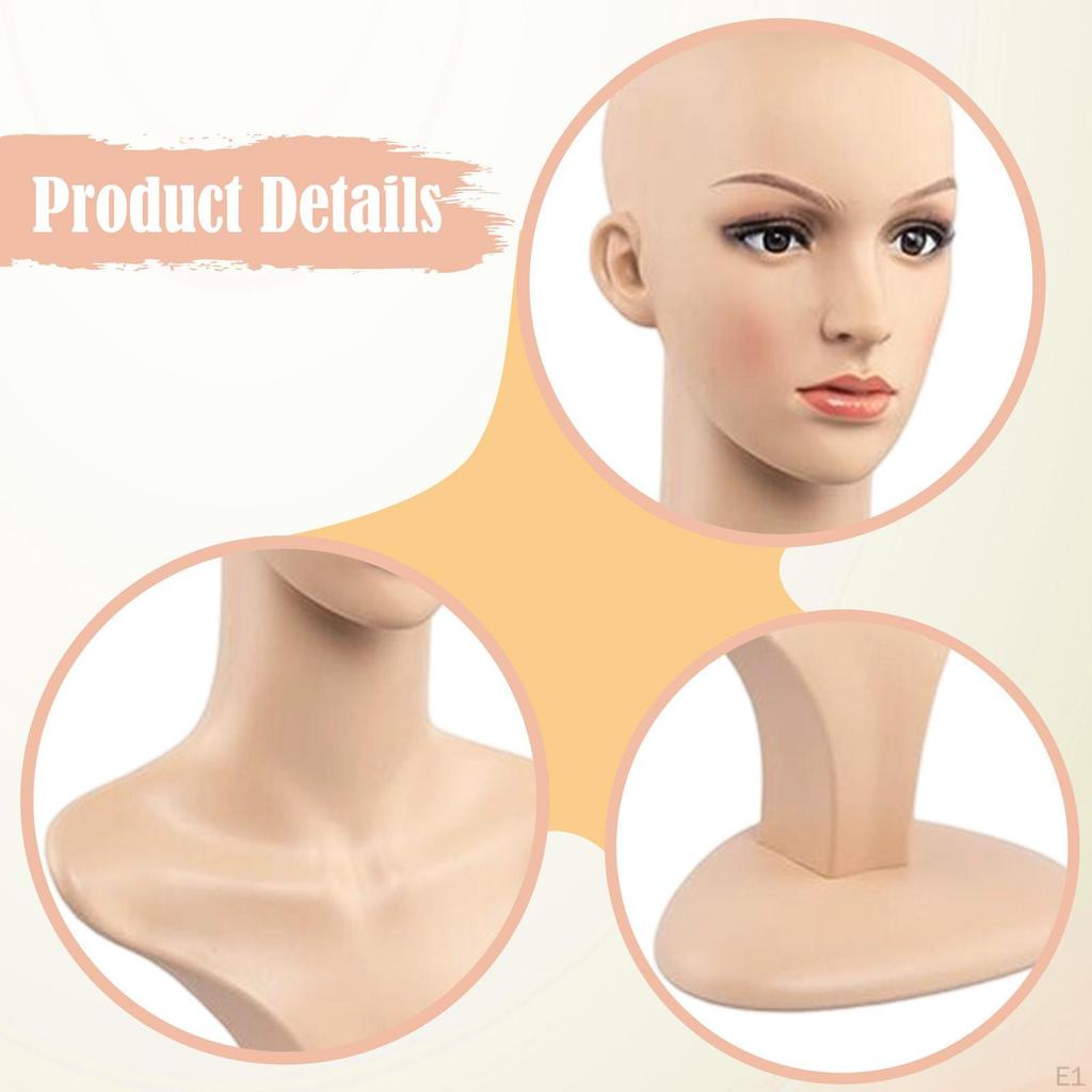 Female Mannequin Head Bust with Shoulder for Home Shop Stylists