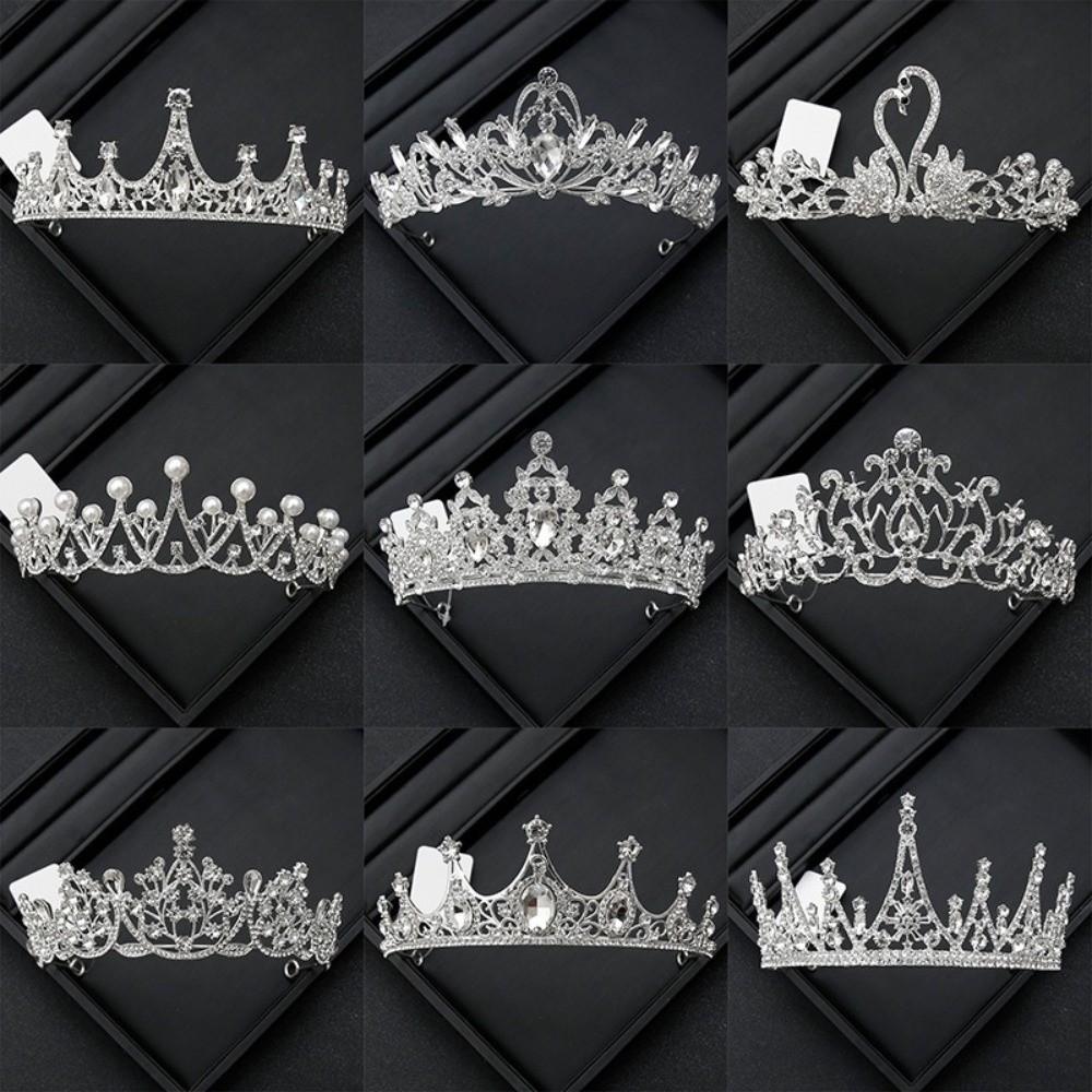 Classical Princess Cake Crown Rhinestone Wedding Party Headwear New Crystal Bridal Tiara  Birthday