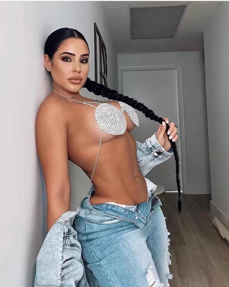 Kamínková vícevrstvá bikiny hrudní řetízka - Luxusní křišťálový tělový doplněk