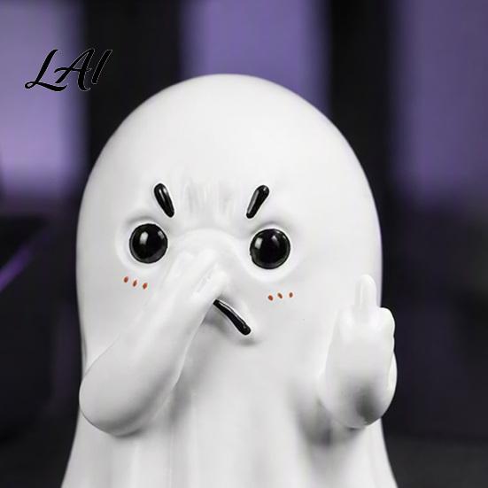 Personalized Birthday Present Middle Finger Ghost Statue Funny Holding Nose Resin Figurine Novelty Halloween Bathroom Decoration for Toilet