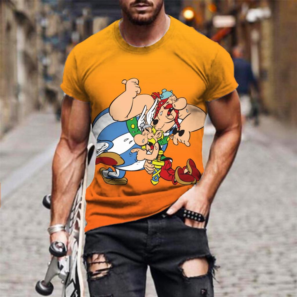 Anime Asterix and Obelix T-Shirt Cartoon 3D Print Men Women Short Sleeve T Shirts Oversized Harajuku Tees Tops Kid Clothing