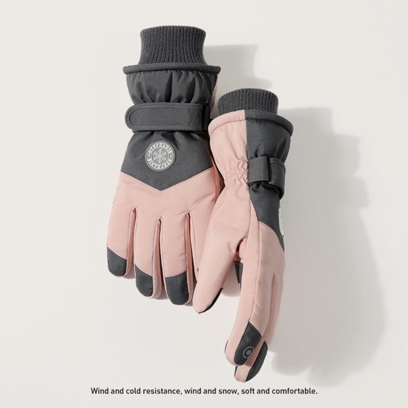 Coldproof Warm Ski Gloves for Female Winter Activity Insulated Gloves for Mountain Climbing Thicken Fleece Hand Warmer