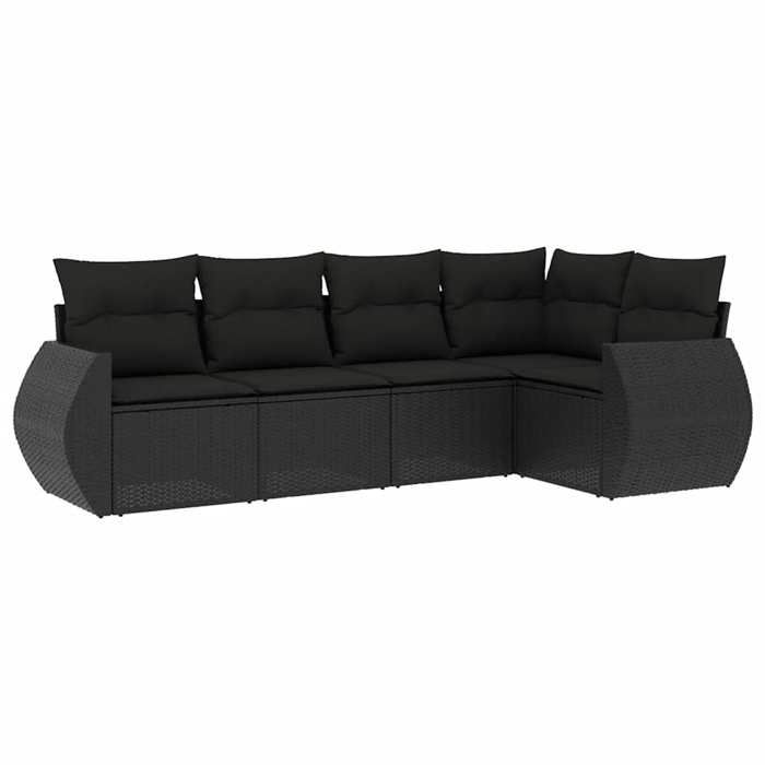 VidaXL Garden Lounge Set with Cushions 5 Pcs, Patio Sofas, Patio Furniture Set, Outdoor Furniture, Black 3253662