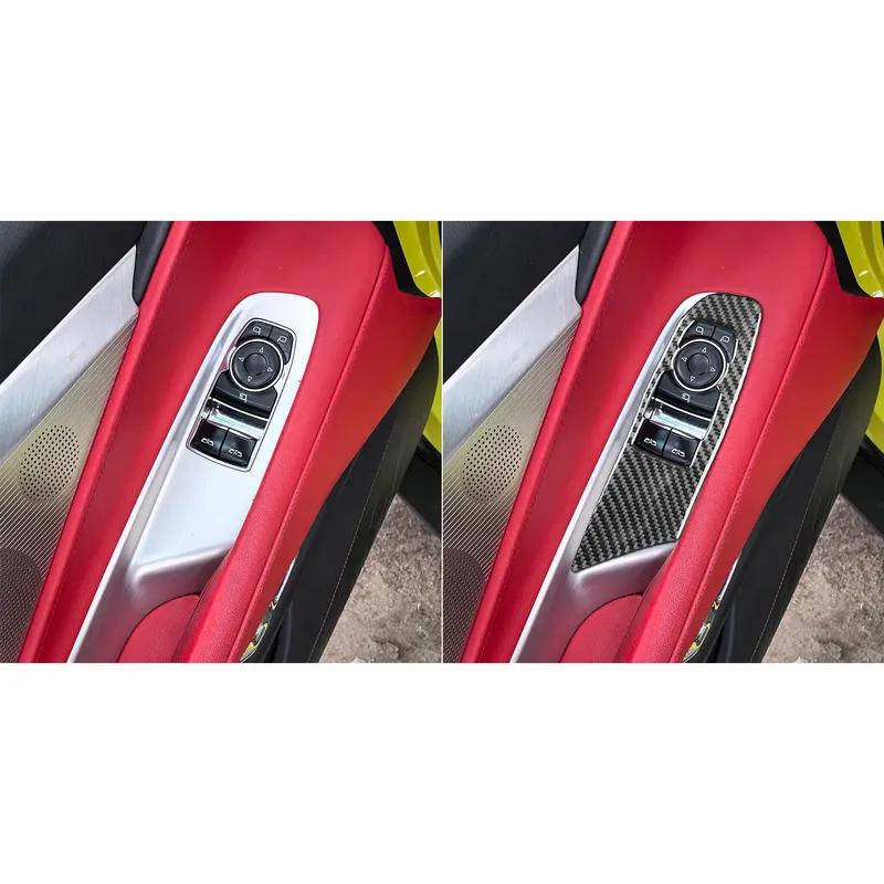 For Chevrolet Corvette C8 Z51 Z06 -2025 Carbon Fiber Window Lifting Decorative Panel Car Accessories Interior Stickers Trim