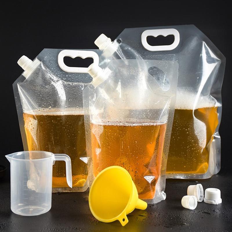 1Pc 1/1.5/2.5/5/10L Reusable Clear Drinking Bags Drinks Flasks Liquor Bag