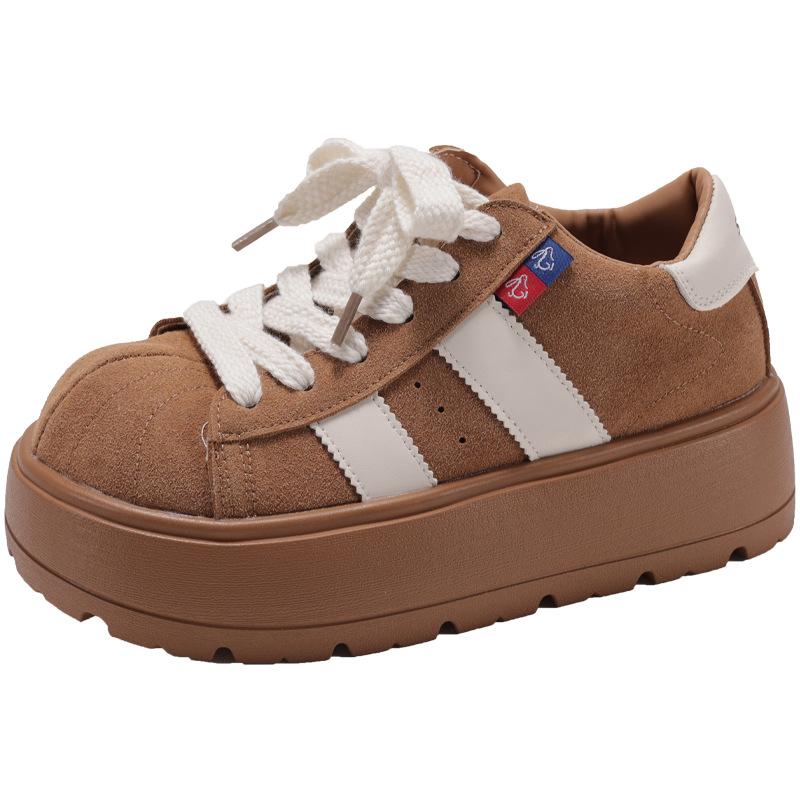 Queen Fan retro brown versatile platform German training shoes women's 2025 new autumn skirt heightening board shoes