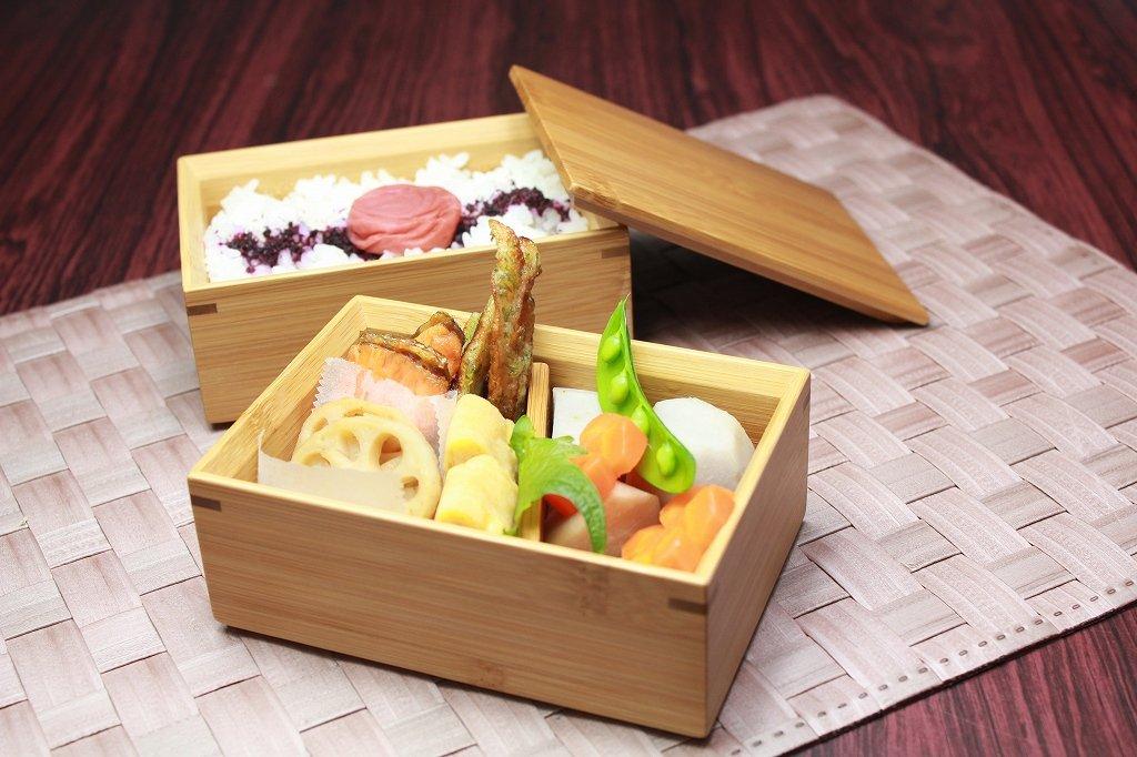 Banyo Made In Japan Soot Bamboo Lunch with 13 X 9 X 10 Product Number 57034A Two-Tiered Box, Mini, Belt, Cm,