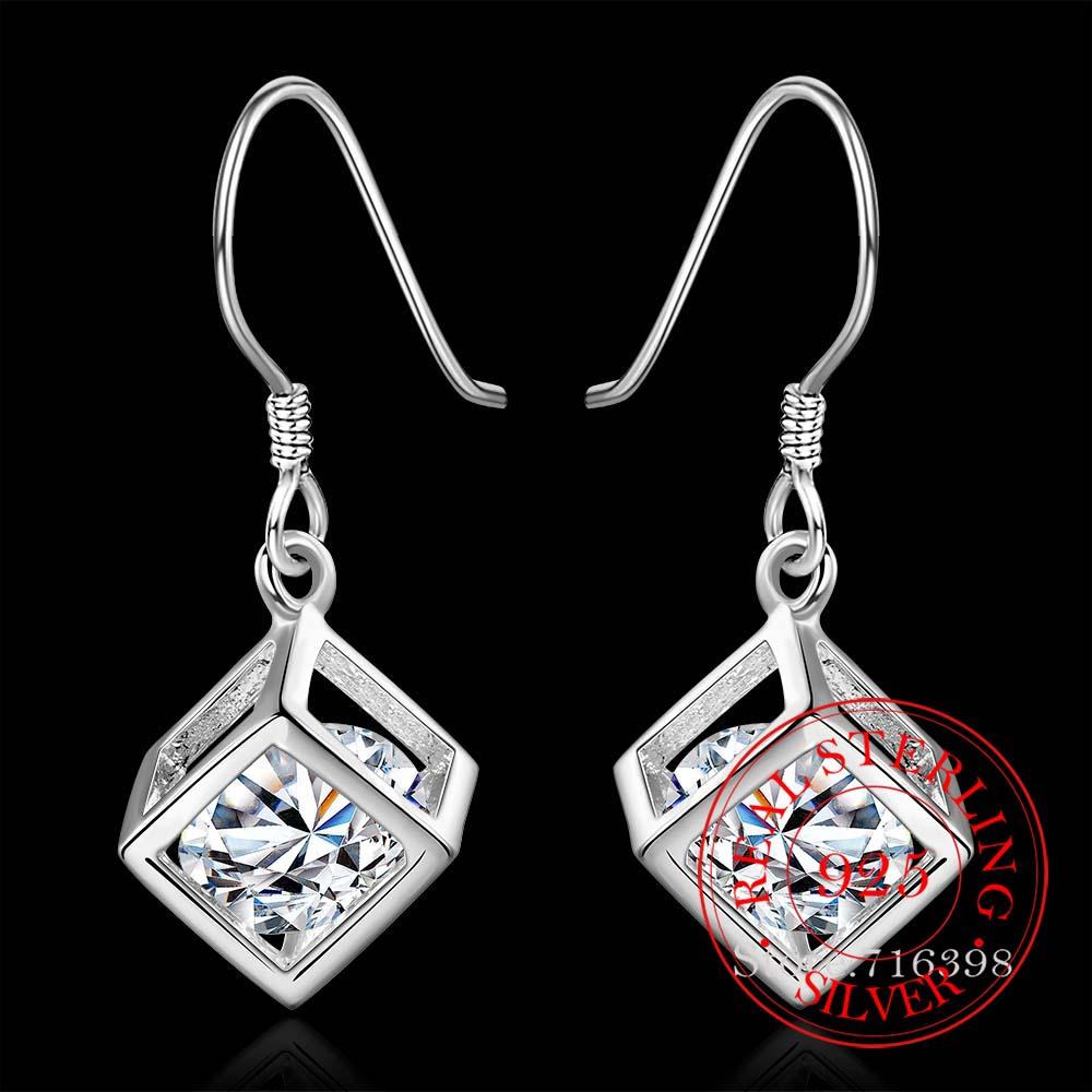 Koreanische 925 Sterling Silber Romantische Quadrat Kristall Vintage Lange Quaste Baumeln Ohrringe Für Frauen, Verlobung, Hochzeit Schmuck