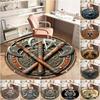 1Pc Viking Theme Printed Circular Carpet, Home Door Mat, Outdoor Travel Protection Carpet A1