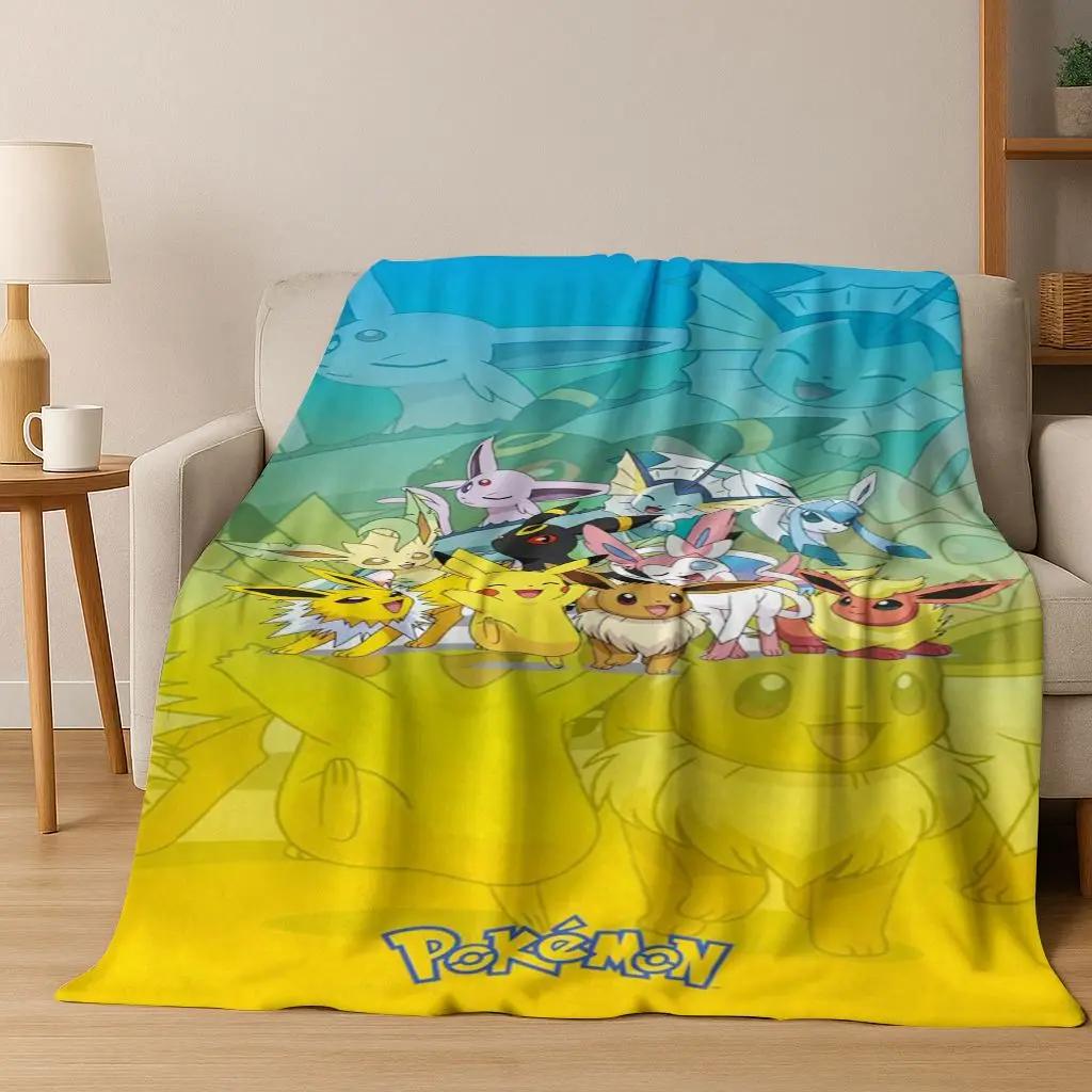 3D Pokemon Pikachu Monster Elf Child Flannel Blanket Soft Warm Blanket for Bedroom Living Room Bed Travel Camping Picnic Gift