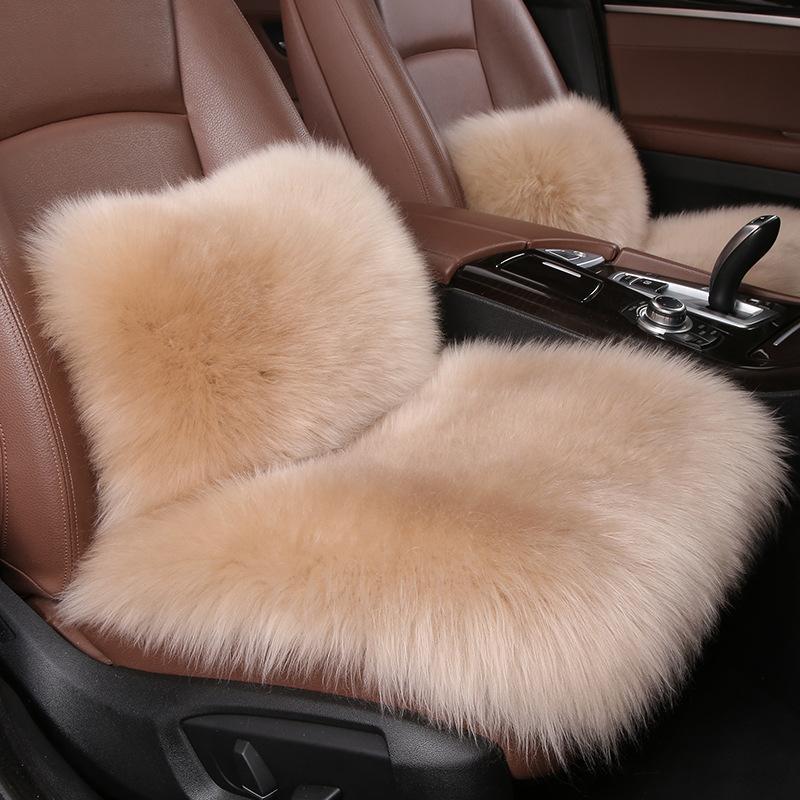11 Colors Australian Pure Natural Wool Car Seat Cover Long Plush Sheepskin Winter Seat Cushion Waist Pillow Fuzzy Seat